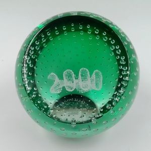 MILLENNIUM Y2K ART GLASS PAPERWEIGHT, CAITHNESS FROM SCOTLAND